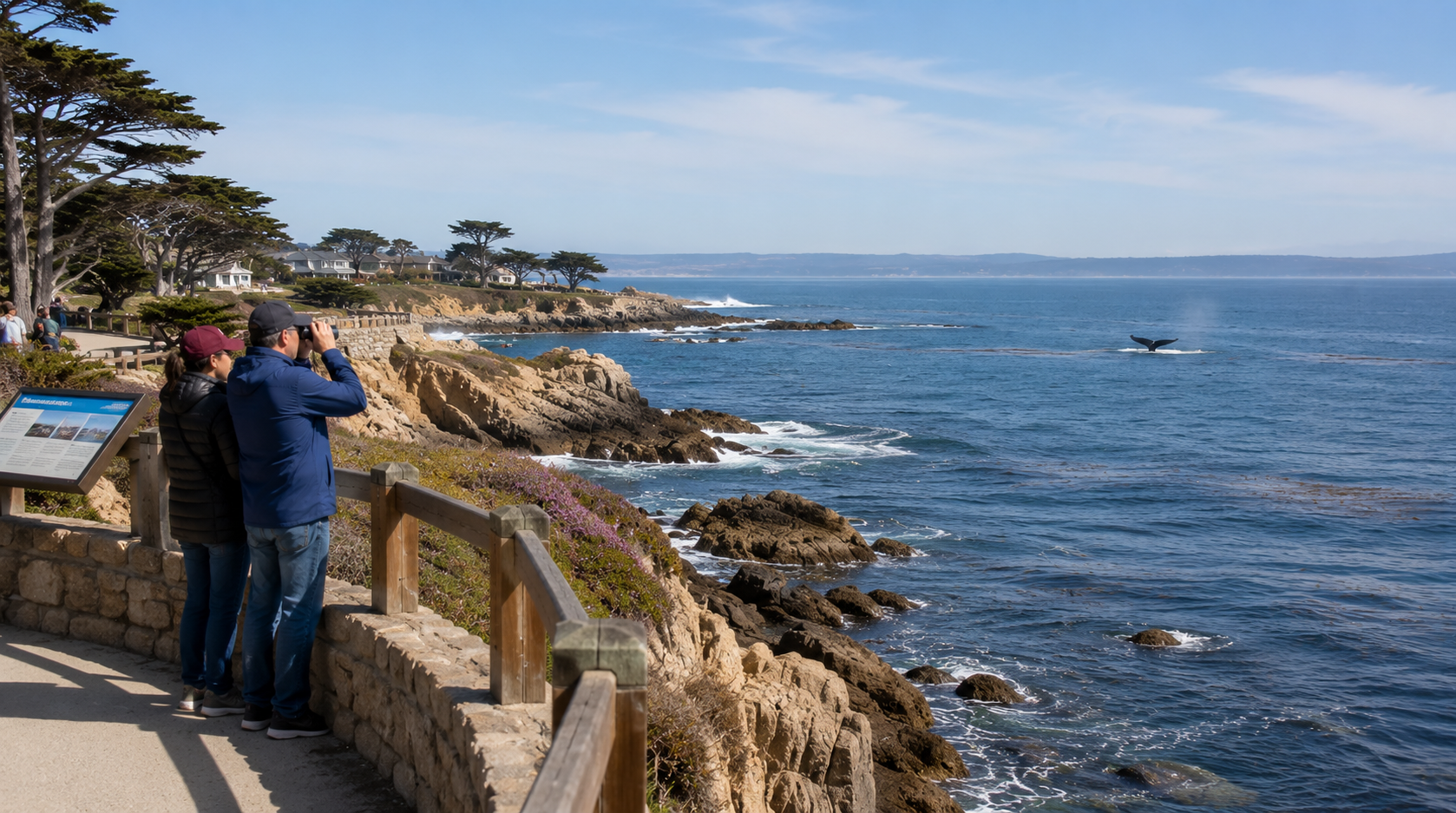 Coastal lookout with whale sighting